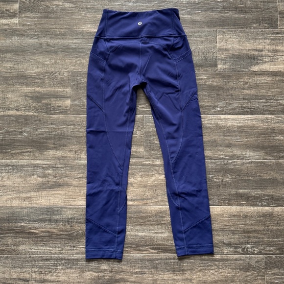 lululemon athletica Pants - Lululemon high waisted full length blue leggings 4